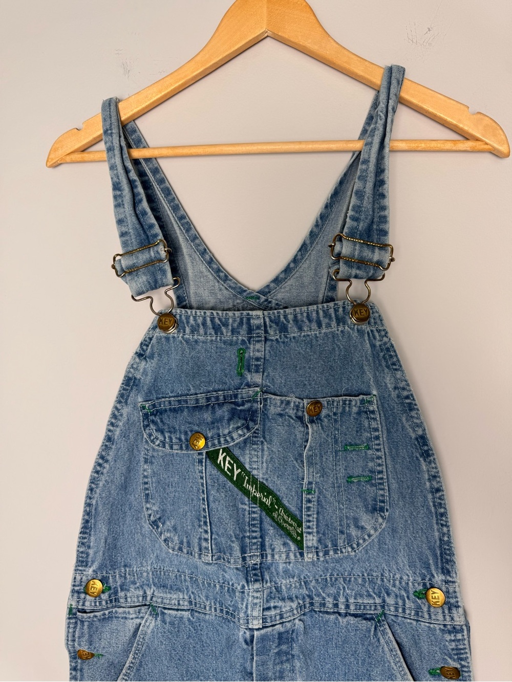 Key Imperial Denim Bib Overalls W32 L32 Vintage Workwear Carpenter 100% Cotton - Picture 4 of 10